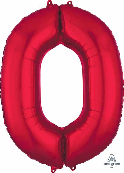 Balloon Foil 34 Inch Red Number 0 Foil