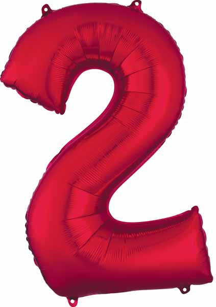 Balloon Foil 34 Inch Red Number 2 Foil