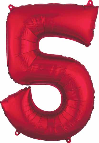 Balloon Foil 34 Inch Red Number 5
