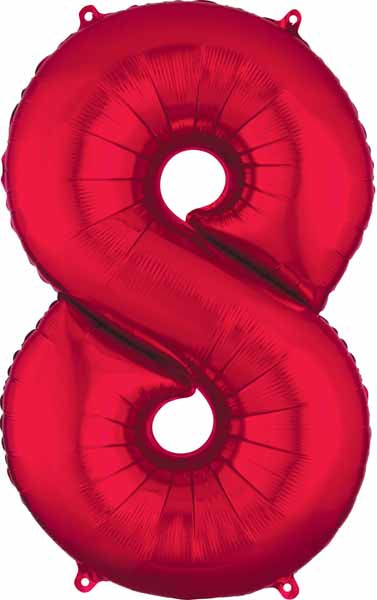 Balloon Foil 34 Inch Red Number 8 Foil