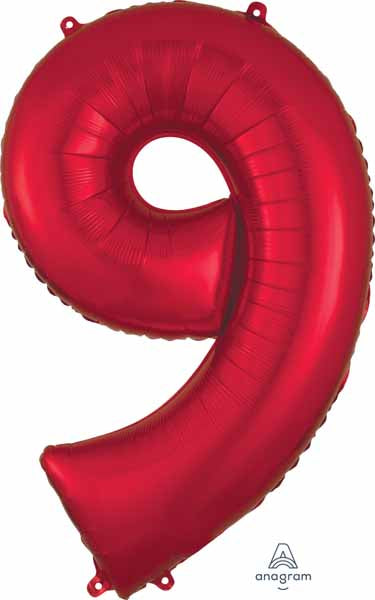 Balloon Foil 34 Inch Red Number 9 Foil
