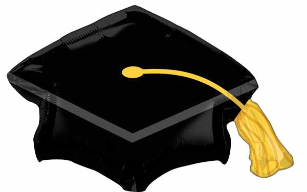 Balloon Foil Super Shape Grad Cap Black