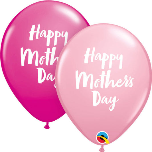 Balloon Latex 11 Inch Fashion Happy Mother's Day Red/Pink