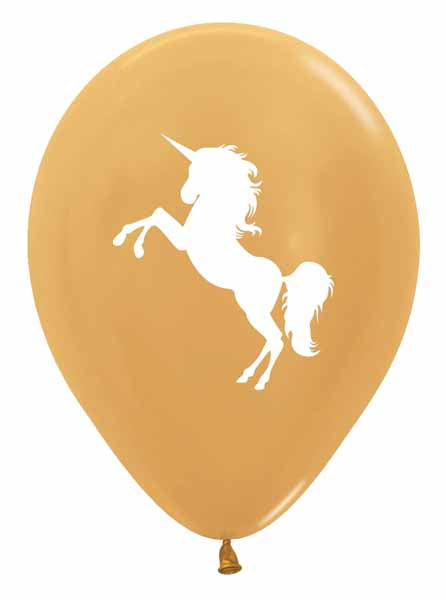 Balloon Latex 11 Inch Fashion Unicorn Metallic Gold