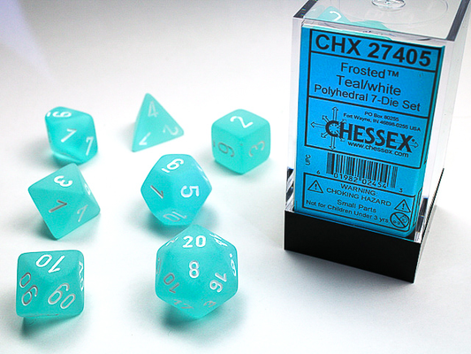 Dice Frosted 7-Die Set Teal/White