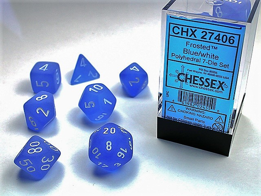Dice Frosted 7-Die Set Blue/White