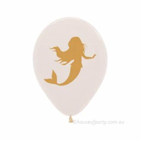 Balloon Latex 11 Inch Fashion Golden Mermaid Crystal Clear