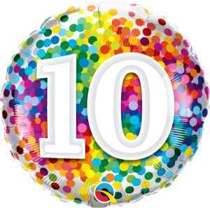 Balloon Foil 18 Inch 010 Rainbow Confetti