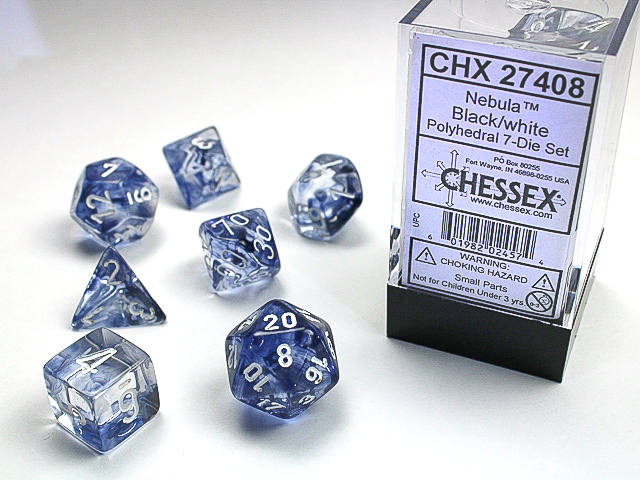 Dice Nebula 7-Die Set Black/White