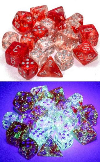 Dice Nebula 7-Die Set Red/Silver Luminary