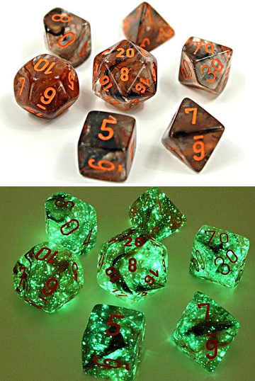 Dice Nebula 7-Die Set Copper Matrix/Orange