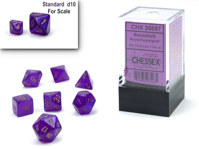 Dice Borealis Mini 7-Die Set Royal Purple/Gold Luminary™