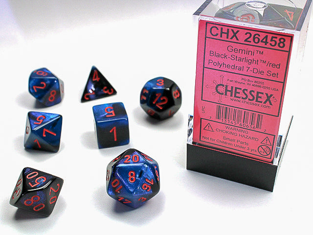 Dice Gemini 7-Die Set Black-Starlight/Red