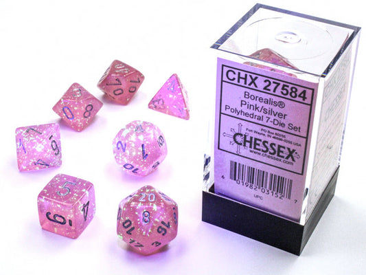 Dice Borealis 7-Die Set Pink/Silver Luminary