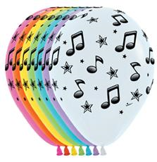 Balloon Latex 11 Inch Fashion Music Notes ASSORTED COLOURS