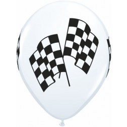 Balloon Latex 11 Inch Fashion Race Flags White