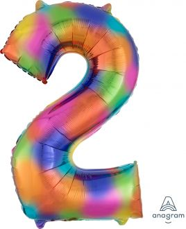 Balloon Foil 34 Inch Rainbow Number 2 Foil