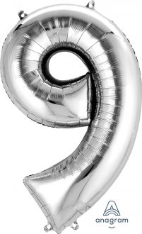 Balloon Foil 34 Inch Silver Number 9