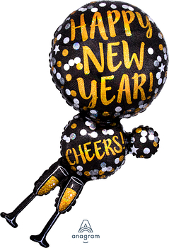 Balloon Foil Super Shape New Years Eve Cheers