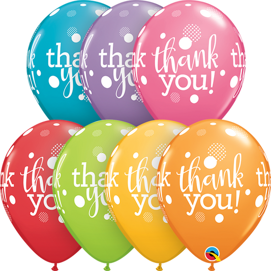 Balloon Latex 11 Inch Fashion Thank You ASSORTED COLOURS